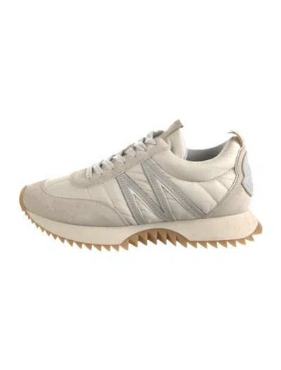 Pre-owned Moncler Suede Athletic Sneakers In White