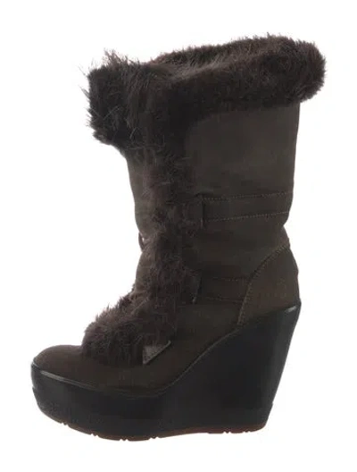 Pre-owned Moncler Suede Boots In Black