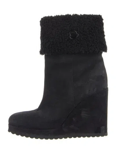 Pre-owned Moncler Suede Boots In Blue