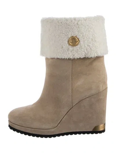 Pre-owned Moncler Suede Boots In Brown