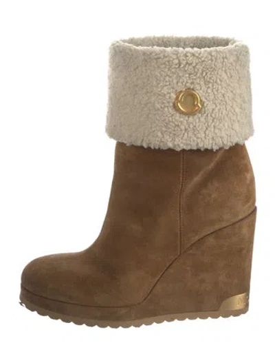 Pre-owned Moncler Suede Boots In Brown