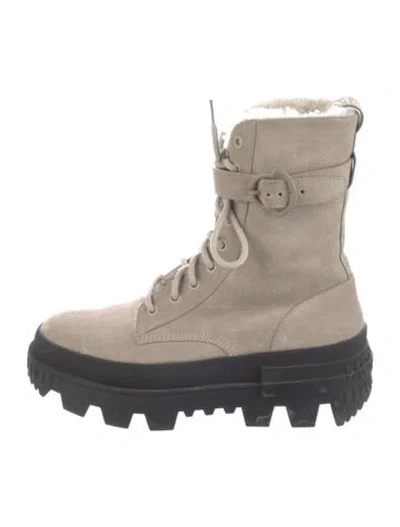 Pre-owned Moncler Suede Boots In Neutral
