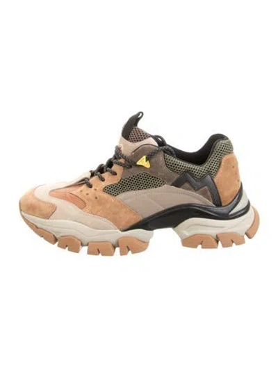 Pre-owned Moncler Suede Chunky Sneakers In Brown