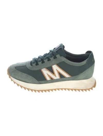 Pre-owned Moncler Suede Colorblock Pattern Athletic Sneakers In Green