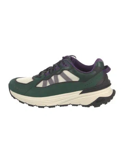 Pre-owned Moncler Suede Colorblock Pattern Athletic Sneakers In Green