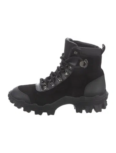 Pre-owned Moncler Suede Colorblock Pattern Combat Boots In Black