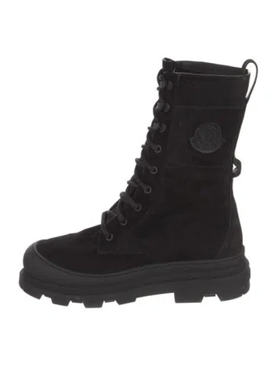 Pre-owned Moncler Suede Combat Boots In Black