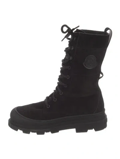 Pre-owned Moncler Suede Combat Boots In Black