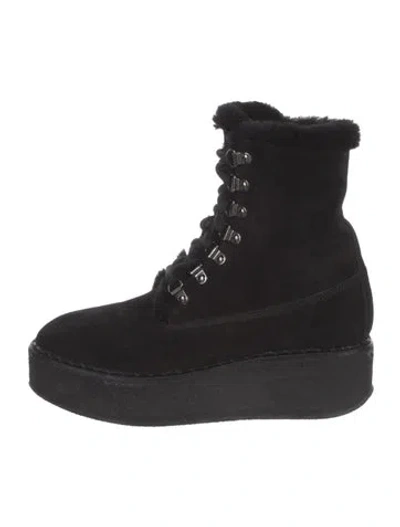 Pre-owned Moncler Suede Combat Boots In Black