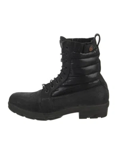 Pre-owned Moncler Suede Combat Boots In Black