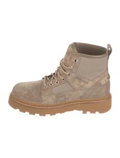 Pre-owned Moncler Suede Combat Boots W/ Tags In Brown