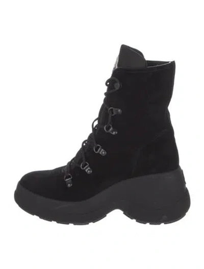 Pre-owned Moncler Suede Hiking Boots In Black