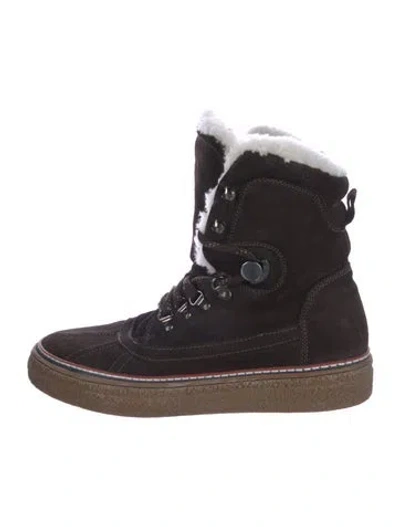 Pre-owned Moncler Suede Hiking Boots In Brown