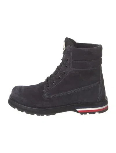Pre-owned Moncler Suede Lace-up Boots In Blue