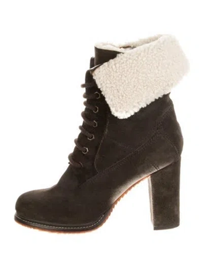 Pre-owned Moncler Suede Lace-up Boots In Brown