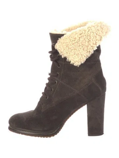 Pre-owned Moncler Suede Lace-up Boots In Brown