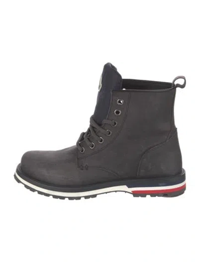 Pre-owned Moncler Suede Lace-up Boots In Gray