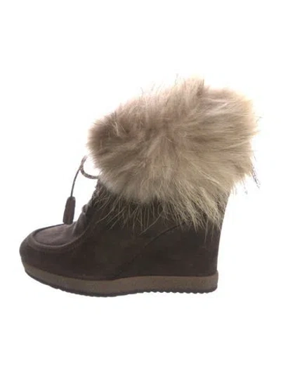 Pre-owned Moncler Suede Lace-up Boots In Multi