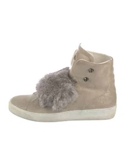 Pre-owned Moncler Suede Lace-up Boots In Neutral