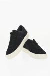 Moncler Suede Monaco Low-top Sneakers In Black