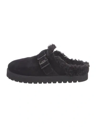 Pre-owned Moncler Suede Mules In Black