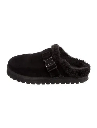 Pre-owned Moncler Suede Mules In Black