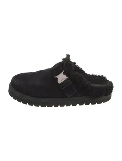 Pre-owned Moncler Suede Mules In Black