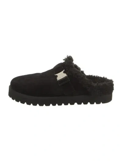 Pre-owned Moncler Suede Mules In Black