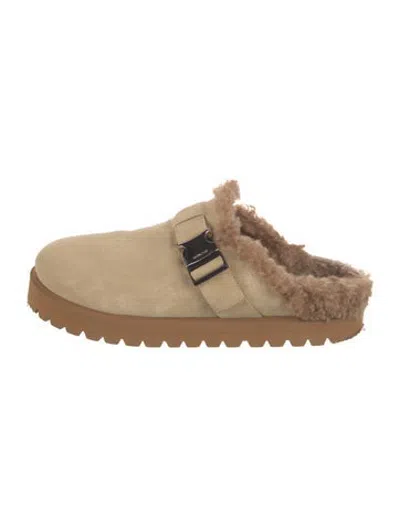 Pre-owned Moncler Suede Mules In Neutrals