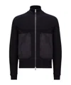 Moncler Suede-panels Cotton-blend Cardigan In Blue