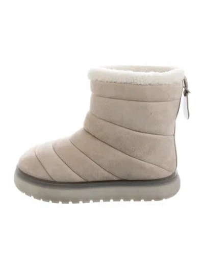 Pre-owned Moncler Suede Plaid Print Boots In Neutral