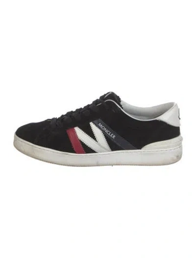 Pre-owned Moncler Suede Printed Sneakers In Black