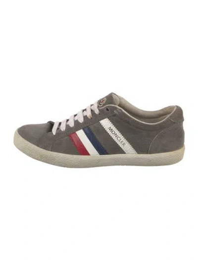 Pre-owned Moncler Suede Printed Sneakers In Gray