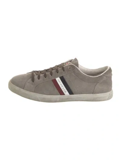 Pre-owned Moncler Suede Printed Sneakers In Neutral