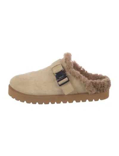 Pre-owned Moncler Suede Sandals In Neutral