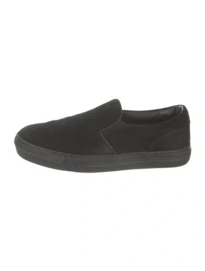 Pre-owned Moncler Suede Sneakers In Black