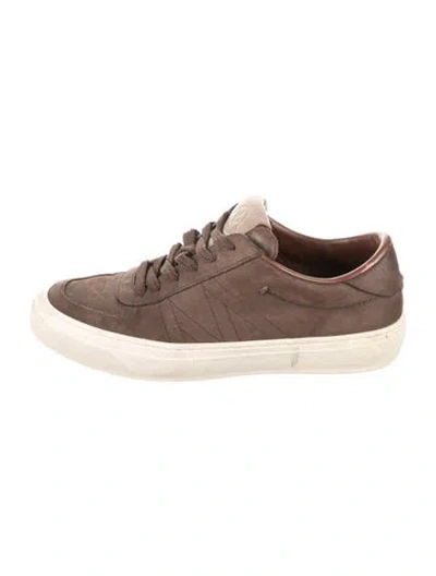 Pre-owned Moncler Suede Sneakers In Brown