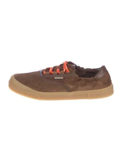 Pre-owned Moncler Suede Sneakers In Brown