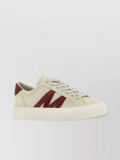Moncler Suede Sneakers Monaco2 Rubber Sole In Neutral