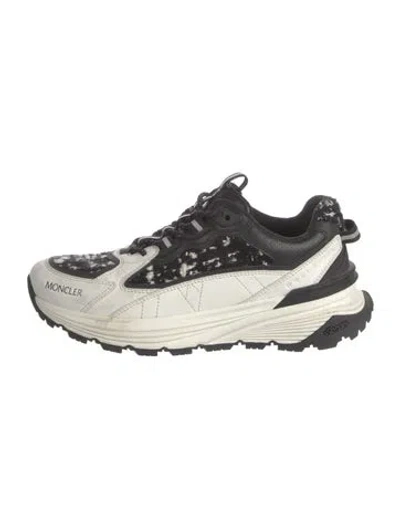 Pre-owned Moncler Suede Tweed Pattern Athletic Sneakers In White