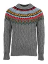 Moncler Cable Knit Jacquard Sweater In Dark Blue