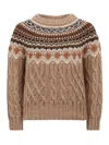 Moncler Crew Neck Sweater In Beige