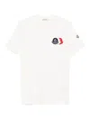 Moncler Cotton T-shirt With Embroidered Tricolour Logo In White