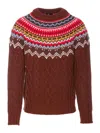 Moncler Grenoble Grenoble Fair Isle Intarsia Cable Knit Wool Jumper In Brown