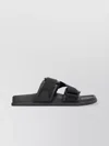Moncler Mon Summer Leather Sandals With Nylon Details In Black