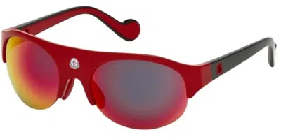 Moncler Sunglasses Mod. Mirrored Smoke Round Gwwt1 In Red