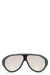 Moncler Oval Bubble Curved Frame Sunglasses In Blue