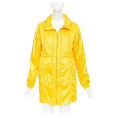 Pre-owned Moncler Sunshine Yellow Nylon Patch Logo Technical Packable Rain Parka Xl
