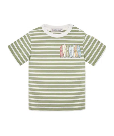 Moncler Surf Board Logo Cotton Blend T-shirt In Green