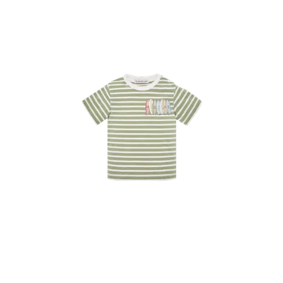 Moncler Kids' T-shirt En Coton Mélangé À Logo Planche De Surf, Garçons, Vert, Taille: 12/18 In Green